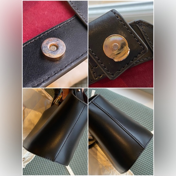 DANSE LENTE BLACK LEATHER BUCKET BAG JOHNNY GOLD HW - Picture 3 of 16